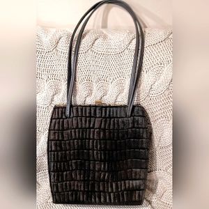 Rare! 1950's fur framed hardshell clasp handbag with leather lining by Nordstrom